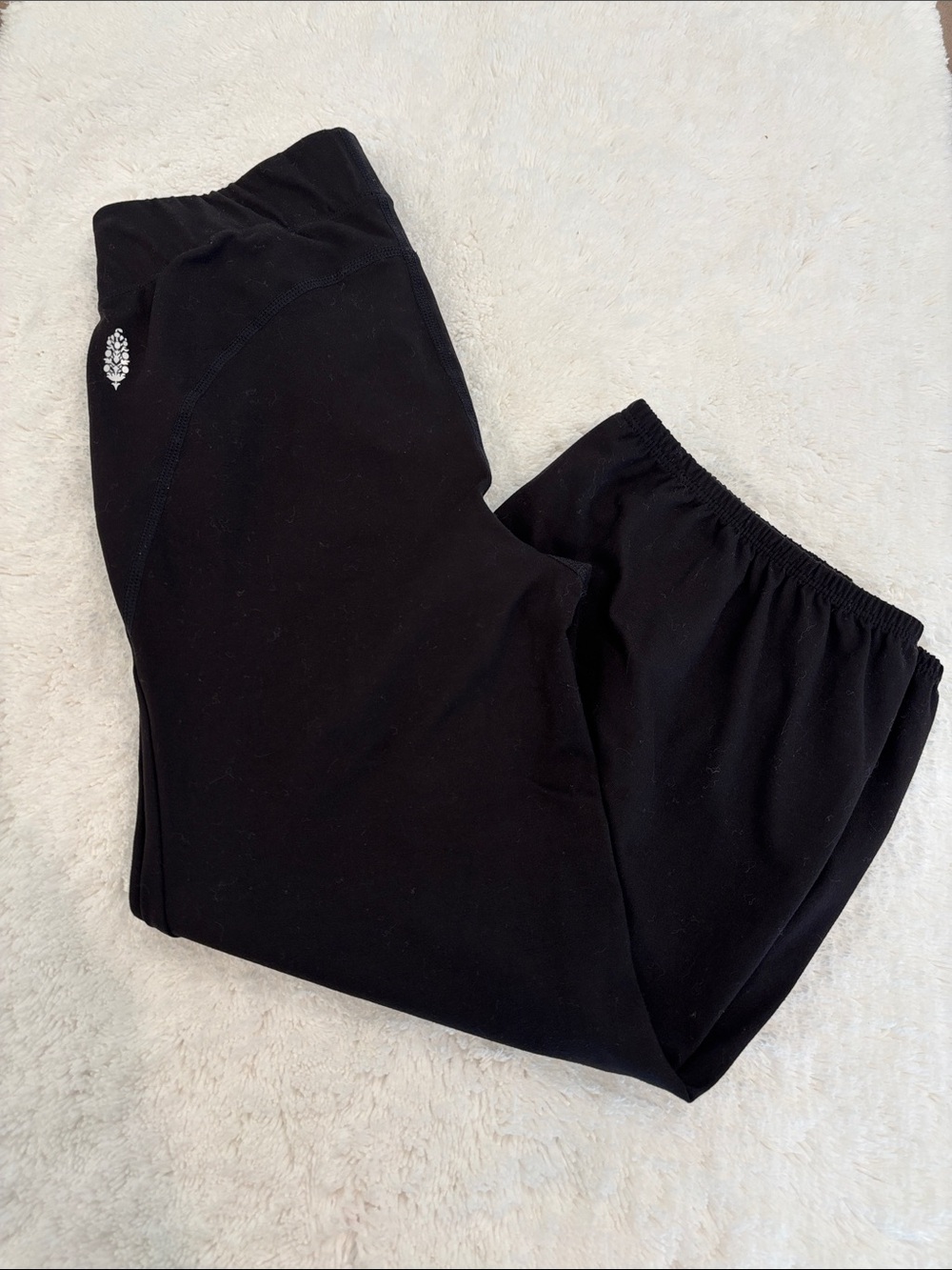FP Movement by Free People Black Cropped Sweatpants with Rhinestone Accent